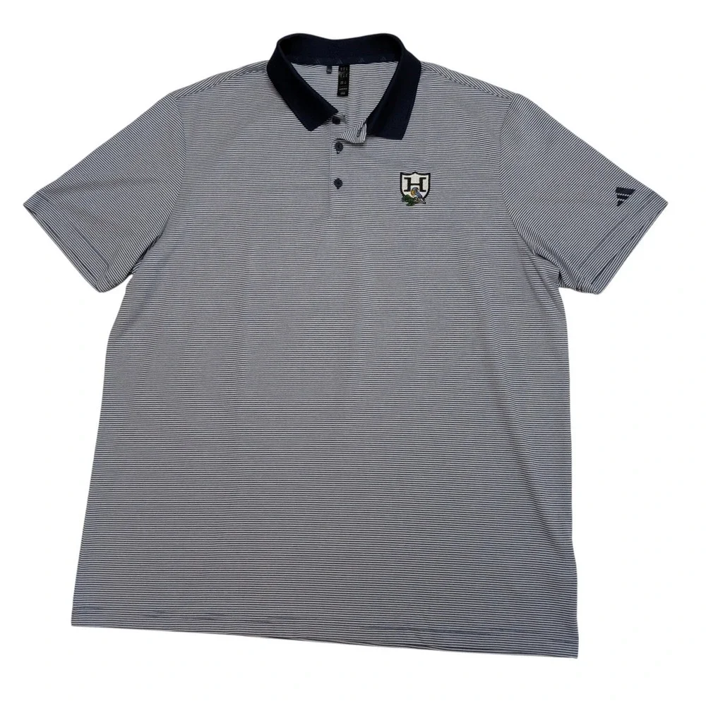 Adidas Hillandale Golf Course Polo Men's XL Blue Stripe IS7208
